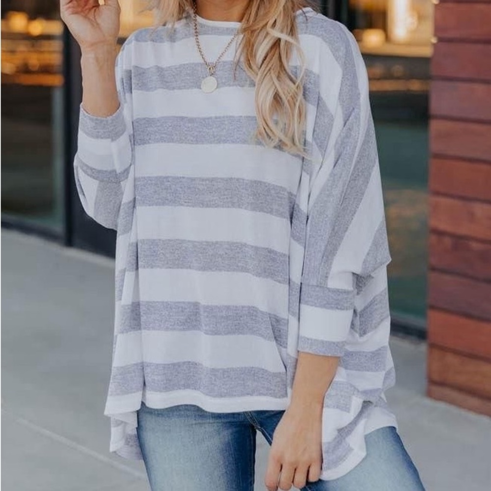 Pink Lily Make My Heart Sing Striped Blouse